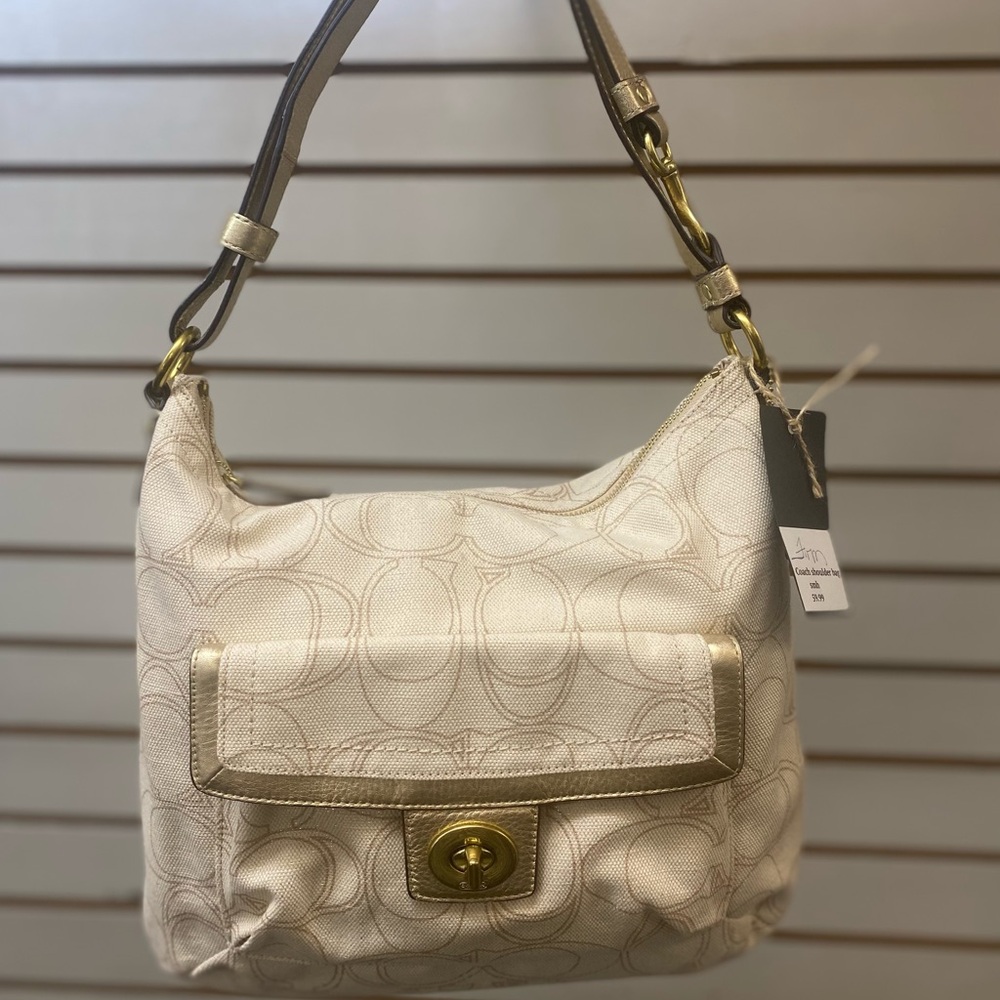 Elegant Cream Designer Shoulder Bag